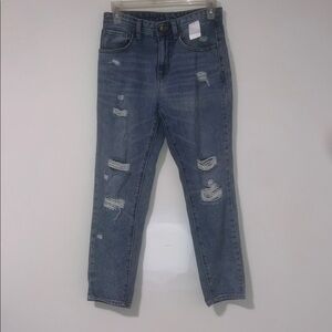 H&M Blue Ankle Cropped Distressed Jeans